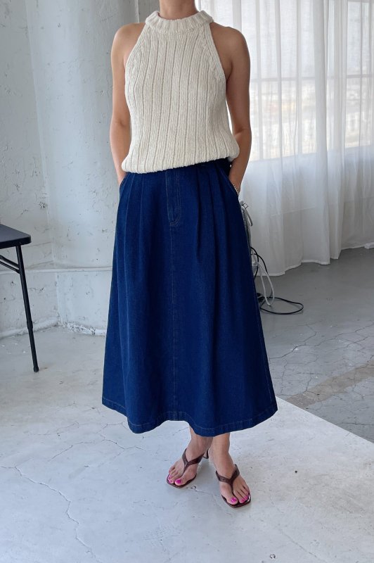 Long Farm Girl Skirt - Raw Denim