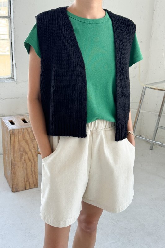 Granny Cotton Sweater Vest - Black