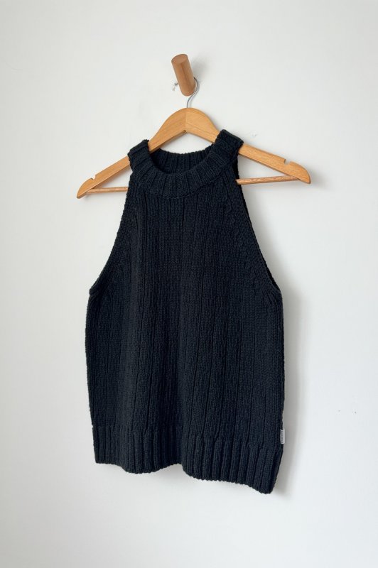 Claire Cotton Sweater Tank - Black