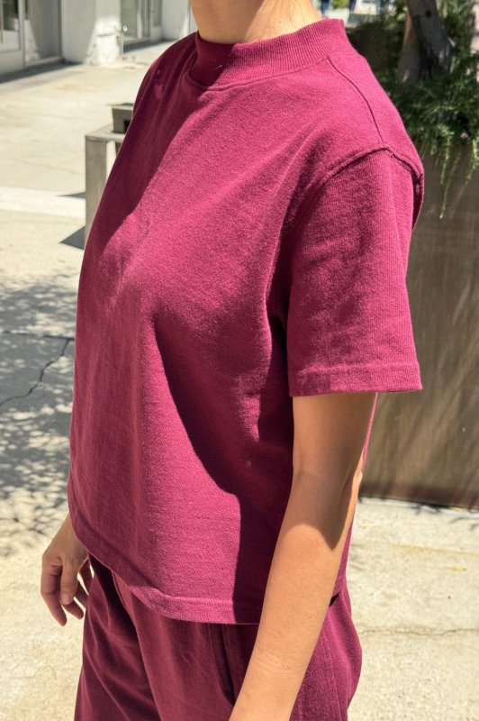 Sunset Mock Neck Tee - Cabernet